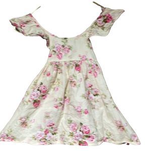 Cotton floral adjustable tie-back hi-low dress 3T